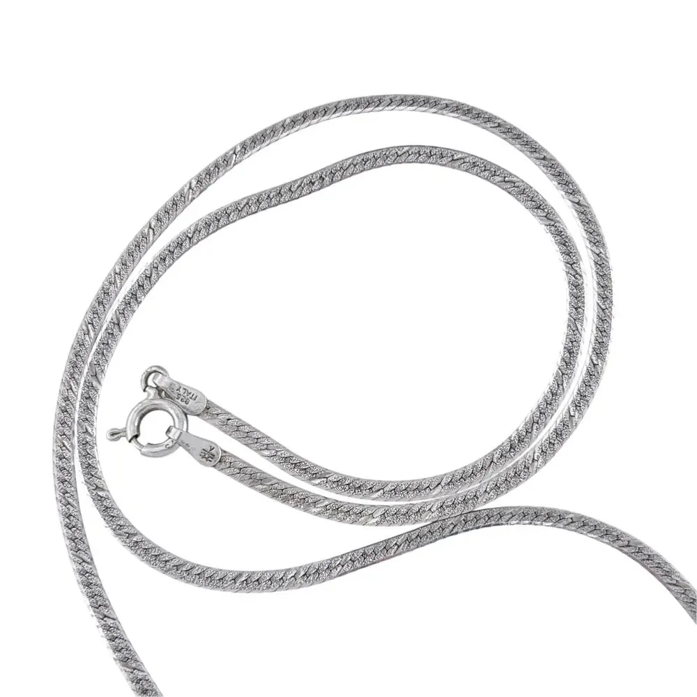 Vintage Italy Sterling Silver 925 Herringbone Chain Necklace 18